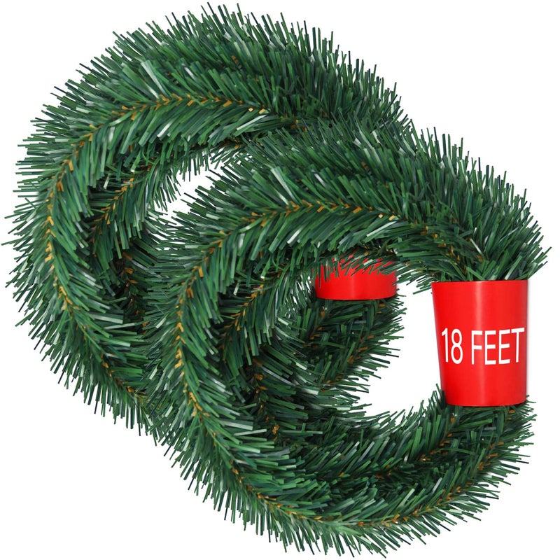 Lvydec 36 Feet Christmas Garland Clearance, 2 Strands Artificial Pine Garland Soft Greenery Garland for Holiday Wedding Party Decoration, Outdoor/Indoor Use - Image 1